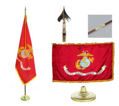 Marines Indoor/Parade Flag Set 4ft x 6ft US Military Flags