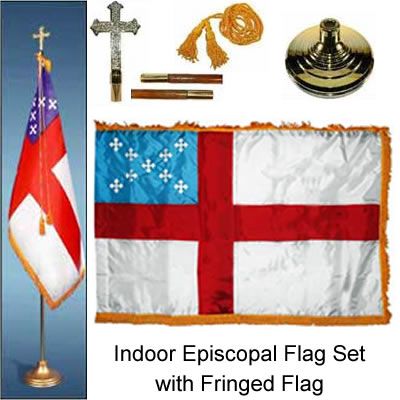 Indoor Episcopal Flag Set with 3ft x 5ft Fringed Flag Specialty Flags