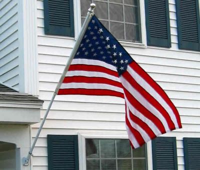 Residential Mounted 2pc Free Spin Flagpole (w/3ftx5ft Flag) House Mounted Flagpoles